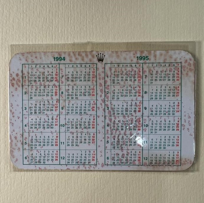 Original Rolex Calendar card for 1994 - 1995