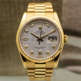 Rolex Day-Date 36 Meteorite Diamond Dial in Yellow Gold