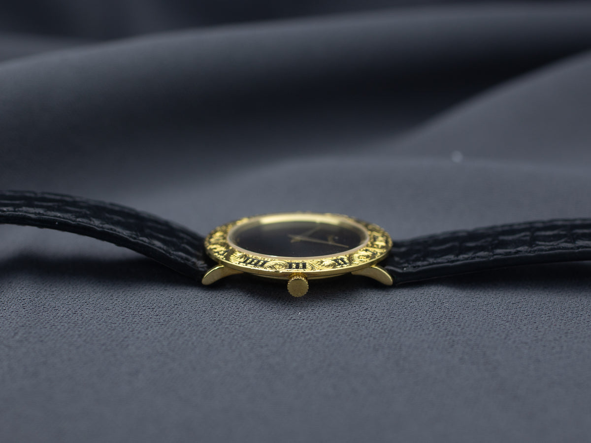 Piaget Vintage Ultra Thin in Yellow Gold with Onyx Dial