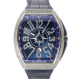 Franck Muller Vanguard V45 Yachting in Steel & Aftermarket Diamonds (Blue Dial)