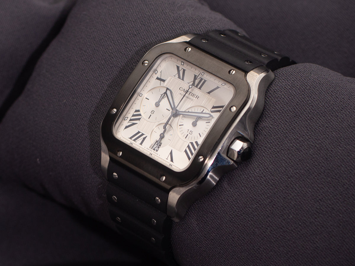 Cartier Santos de Cartier Chronograph Extra Large in ADLC & Steel