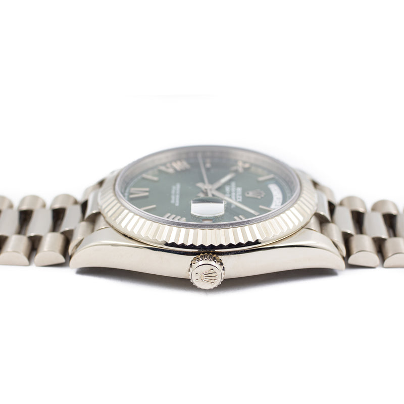 Rolex Day Date 40 Olive Green Dial in 18K White Gold