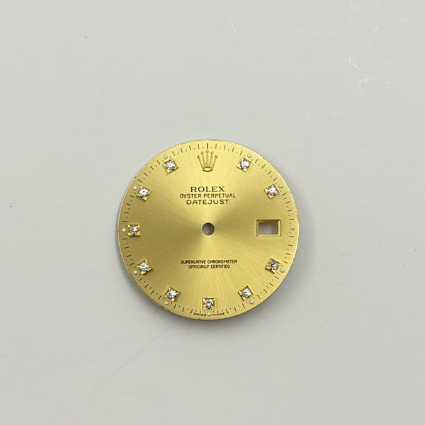 Authentic Rolex Datejust 36 Gold Dial with Factory Diamond Markers