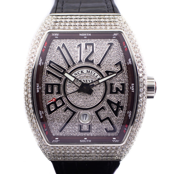 Franck Muller Vanguard V45 in Steel & Aftermarket Diamonds (Brown)
