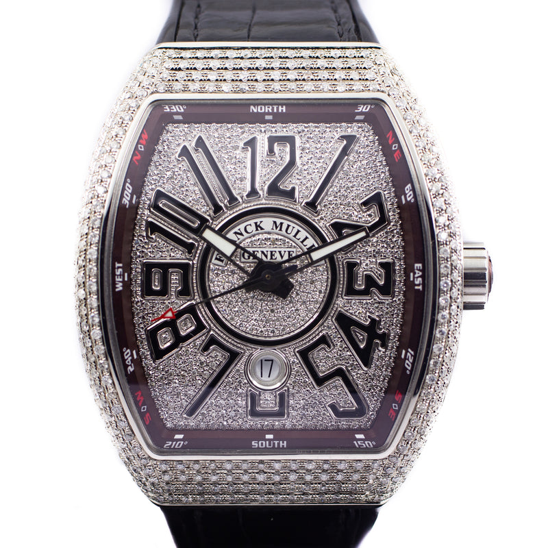 Franck Muller Vanguard V45 in Steel & Aftermarket Diamonds (Brown)