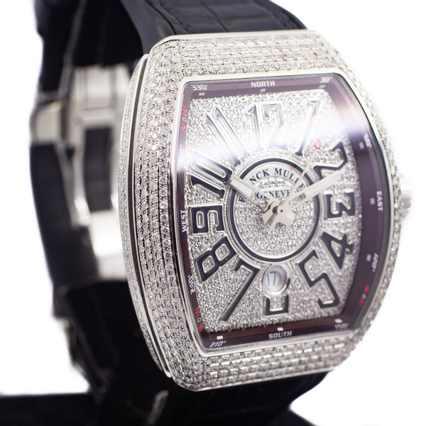 Franck Muller Vanguard V45 in Steel & Aftermarket Diamonds (Brown)