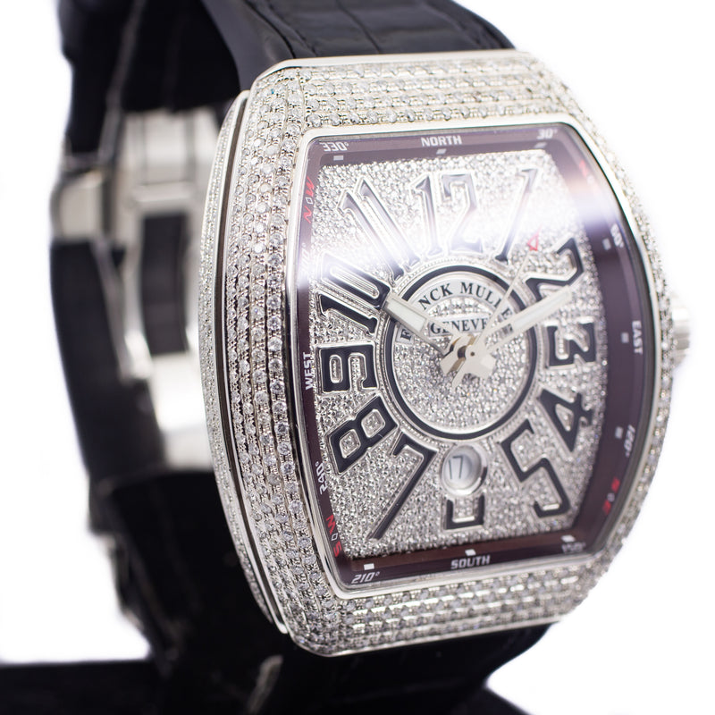 Franck Muller Vanguard V45 in Steel & Aftermarket Diamonds (Brown)