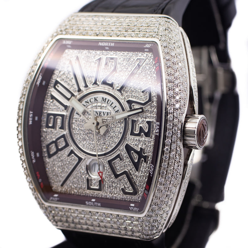 Franck Muller Vanguard V45 in Steel & Aftermarket Diamonds (Brown)