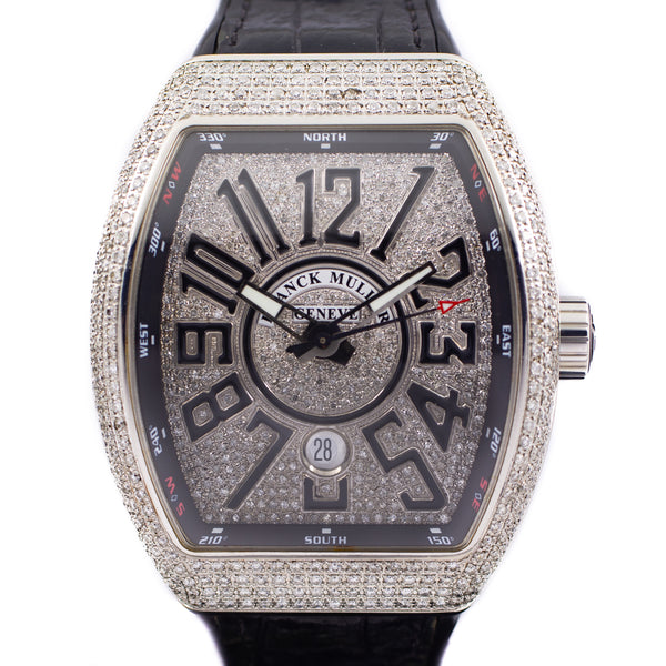 Franck Muller Vanguard V45 in Steel & Aftermarket Diamonds (Black)