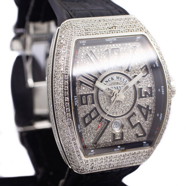 Franck Muller Vanguard V45 in Steel & Aftermarket Diamonds (Black)