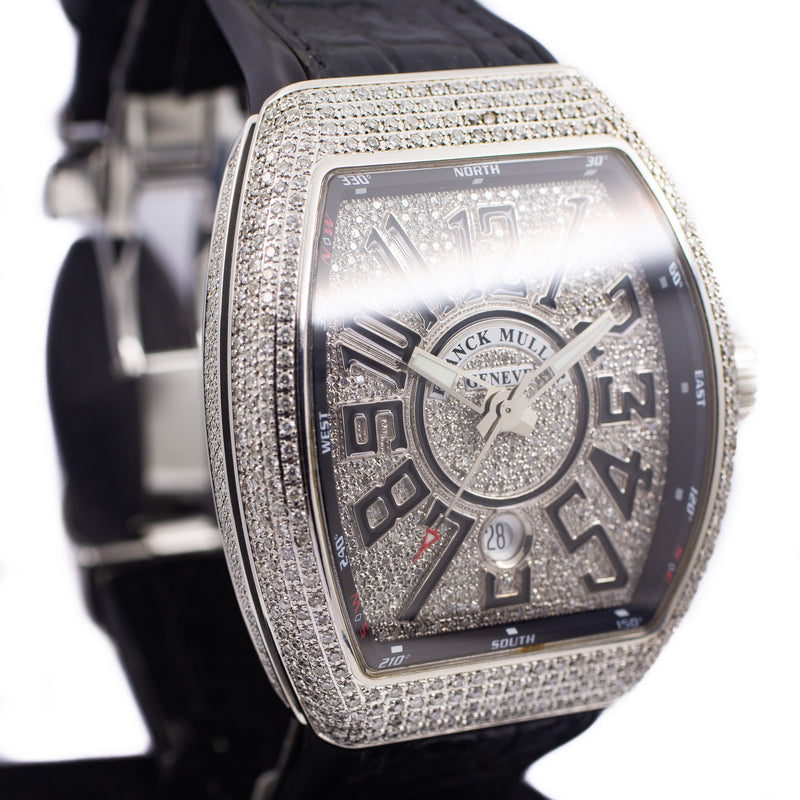 Franck Muller Vanguard V45 in Steel & Aftermarket Diamonds (Black)
