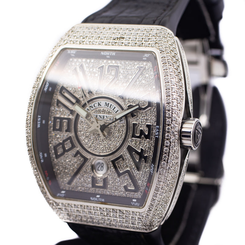Franck Muller Vanguard V45 in Steel & Aftermarket Diamonds (Black)