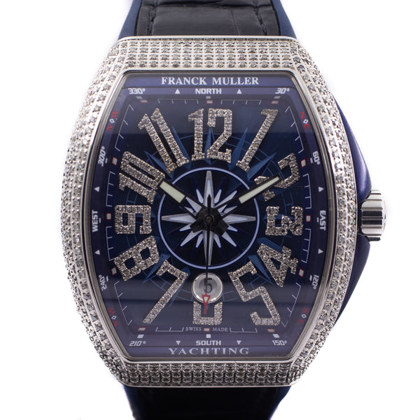 Franck Muller Vanguard V45 Yachting in Steel & Aftermarket Diamonds (Blue)