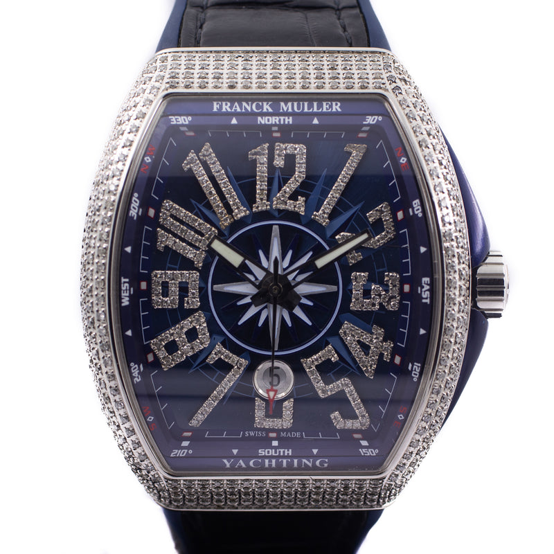 Franck Muller Vanguard V45 Yachting in Steel & Aftermarket Diamonds (Blue)