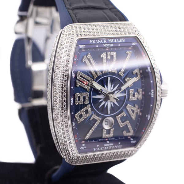 Franck Muller Vanguard V45 Yachting in Steel & Aftermarket Diamonds (Blue)