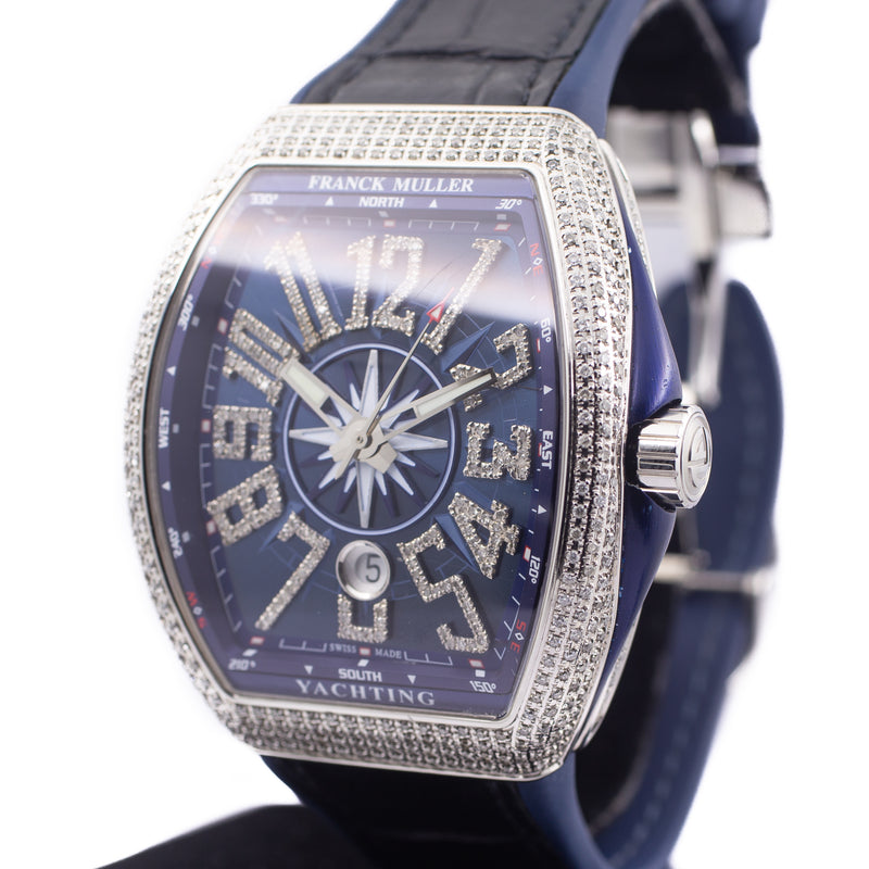 Franck Muller Vanguard V45 Yachting in Steel & Aftermarket Diamonds (Blue)