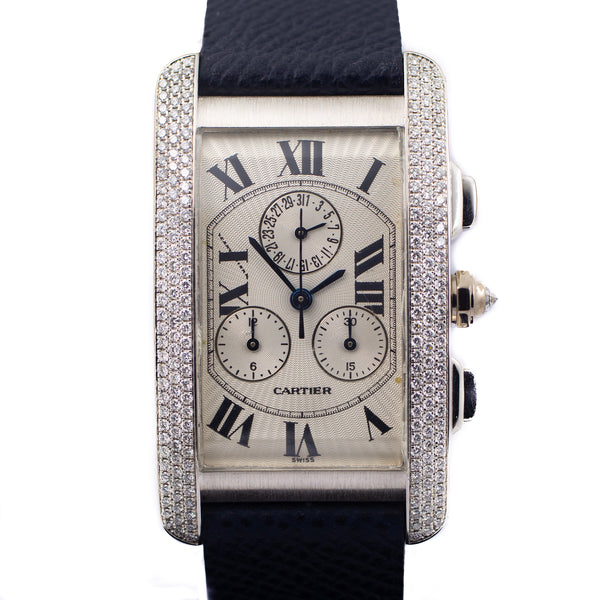 Cartier Tank Americaine Quartz Chronograph in 18K White Gold