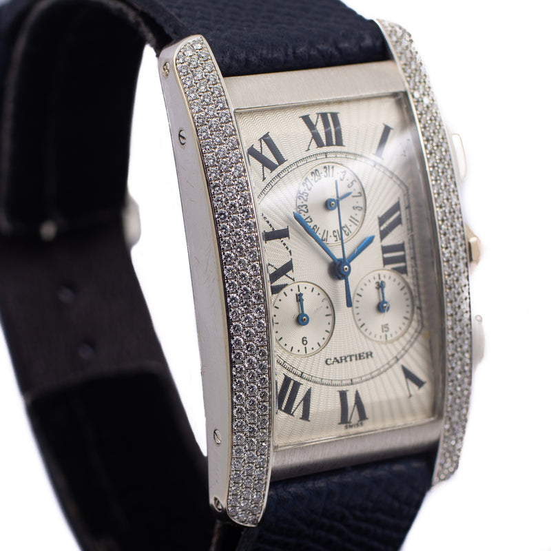 Cartier Tank Americaine Quartz Chronograph in 18K White Gold