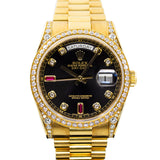 Rolex Day-Date 36 in Yellow Gold with Factory Diamonds & Rubies