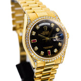Rolex Day-Date 36 in Yellow Gold with Factory Diamonds & Rubies