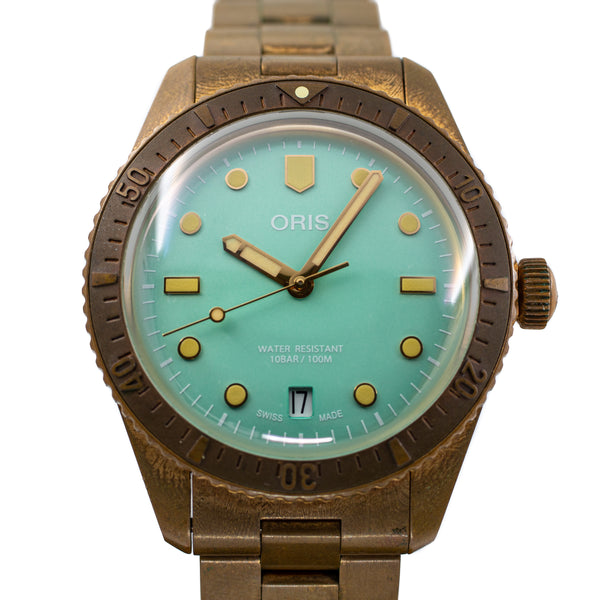 Oris Divers Sixty-Five Bronze "Cotton Candy" in Wild Green Dial